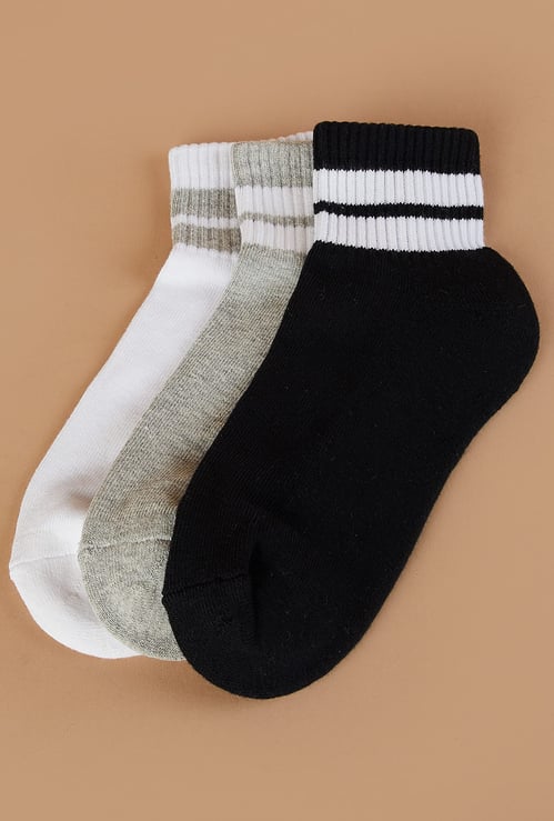 FAME FOREVER Striped Ankle Length Socks - Pack of 3