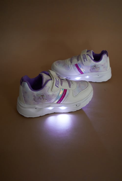 FAME FOREVER Girls Printed Light-Up Velcro Sneakers