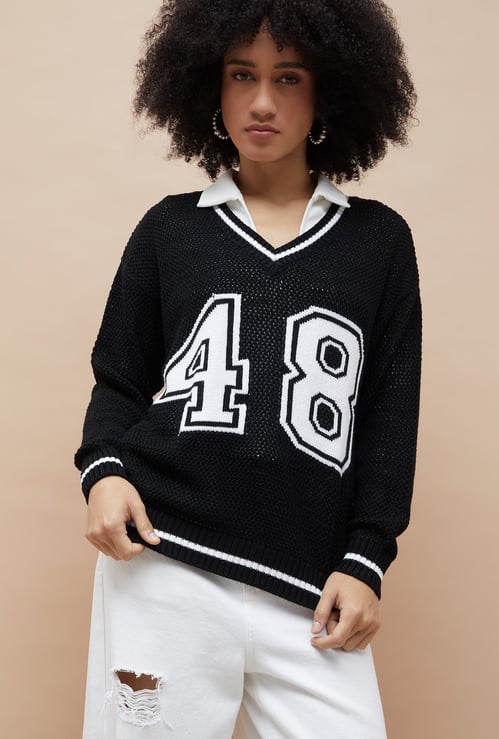 GINGER Varsity Print Sweater