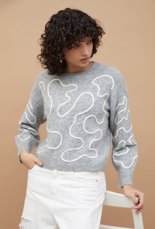 GINGER Abstract Embroidered Sweater