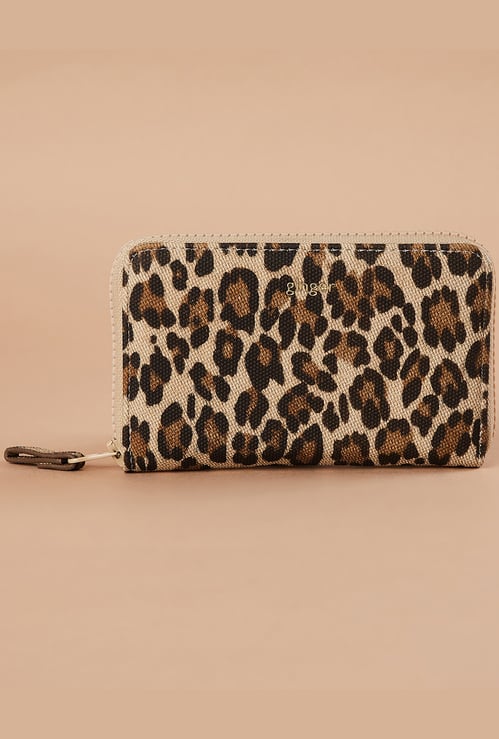 GINGER Animal Print Zip-Around Wallet