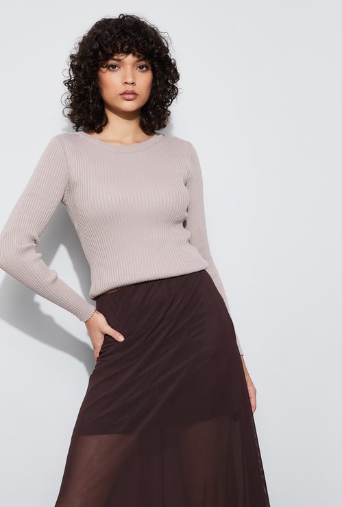 GINGER Ribbed Full Sleeves Top