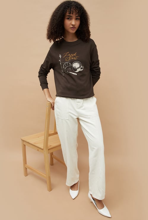FAME FOREVER Graphic Print Long Sleeve T-shirt