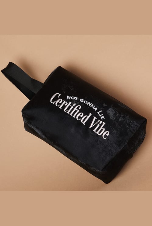 GINGER Slogan Embroidered Vanity Pouch