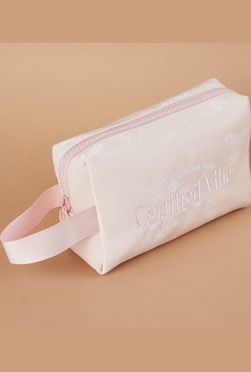 GINGER Slogan Embroidered Vanity Pouch