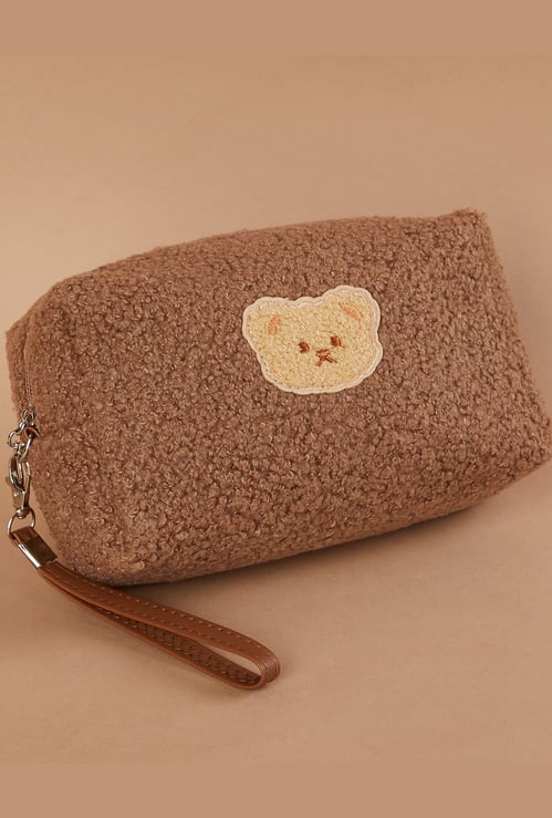 GINGER Bear Appliqued Teddy Vanity Pouch