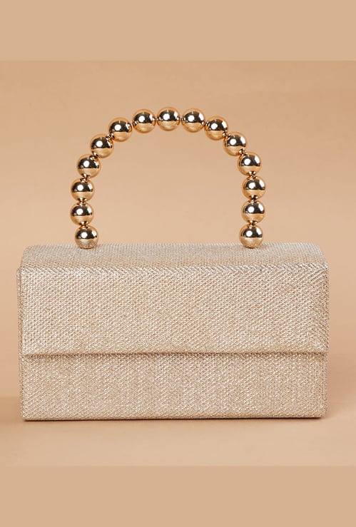 CODE Shimmer Textured Box Clutch with Sling