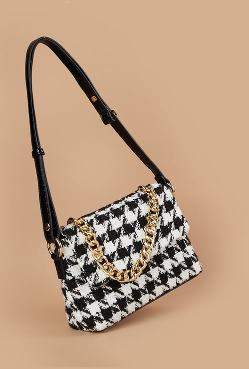 GINGER Houndstooth Textured Sling Bag