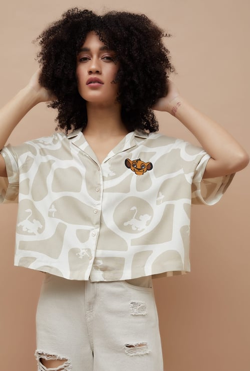 GINGER The Lion King Print Crop Shirt