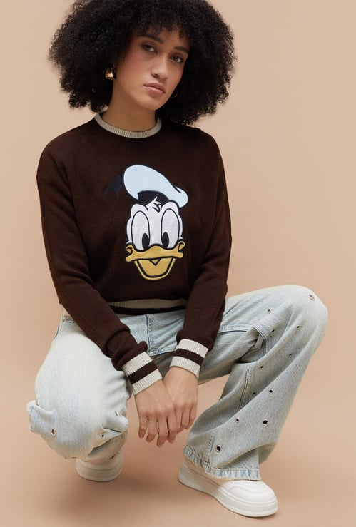 GINGER Donald Duck Applique Sweater