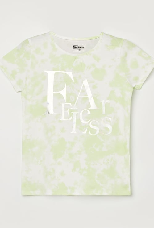 FAME FOREVER Girls Typographic Print T-shirt