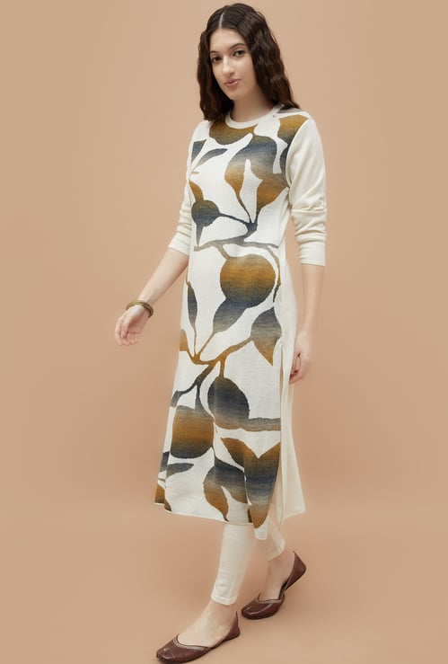 MELANGE Printed Winter Straight Kurta