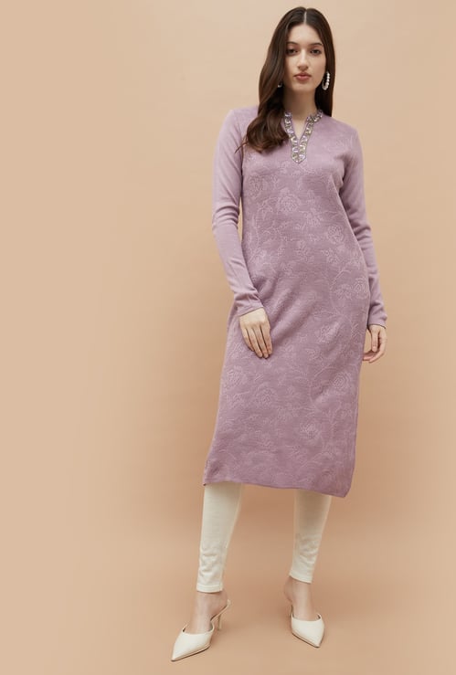 MELANGE Knit Winter Straight Kurta