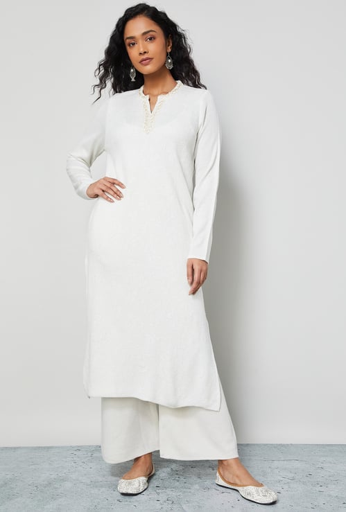 MELANGE Knitted Winter Straight Kurta