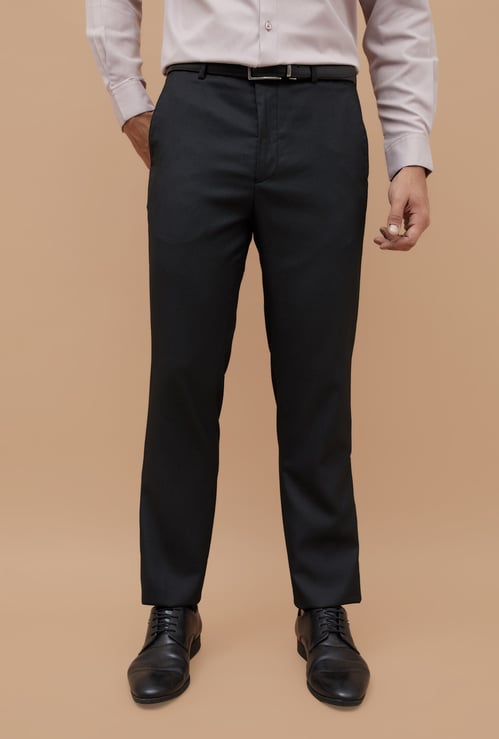 CODE Textured Regular Fit Formal Trousers