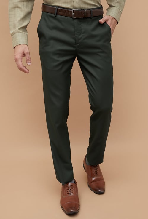 CODE Solid Slim Tapered Fit Formal Trousers
