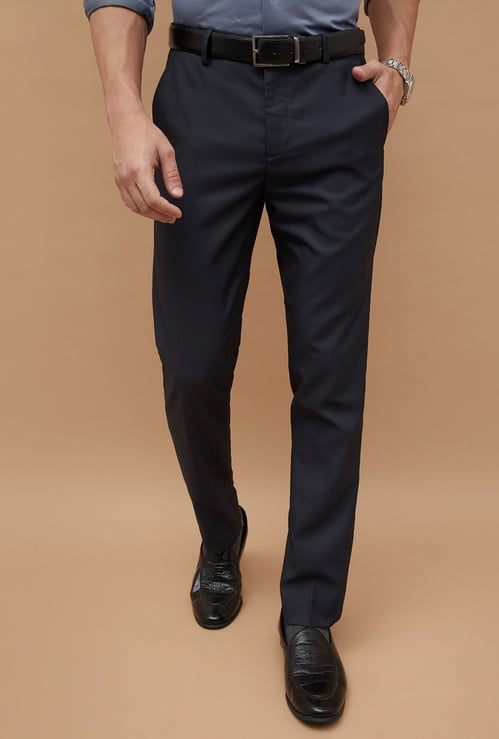 CODE Patterned Slim Tapered Formal Trousers
