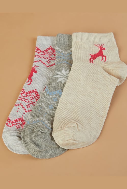GINGER Printed Ankle Length Socks - Pack of 3