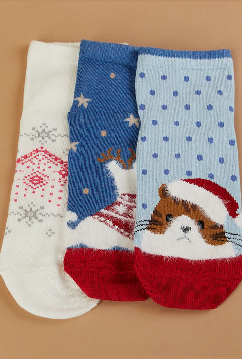 GINGER Printed Ankle Length Socks - Pack of 3