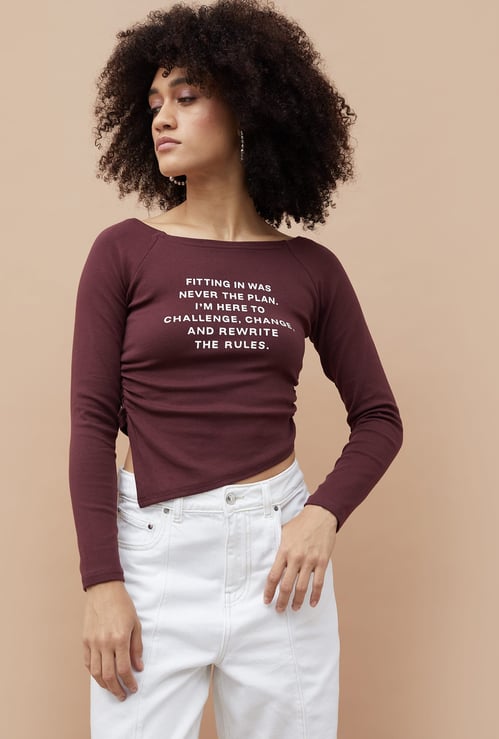 GINGER Typographic Print Asymmetric T-shirt