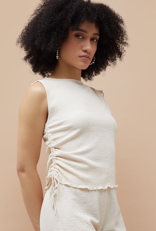 GINGER Textured Top with Tie-Ups