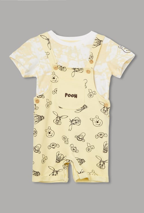 JUNIORS Boys Winnie The Pooh Print Dungaree Set