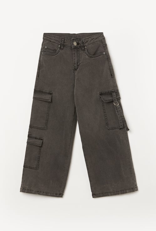 FAME FOREVER Girls Solid Cargo Jeans