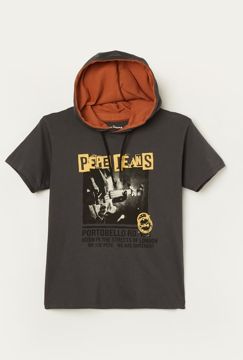 PEPE JEANS Boys Graphic Print Hooded T-shirt