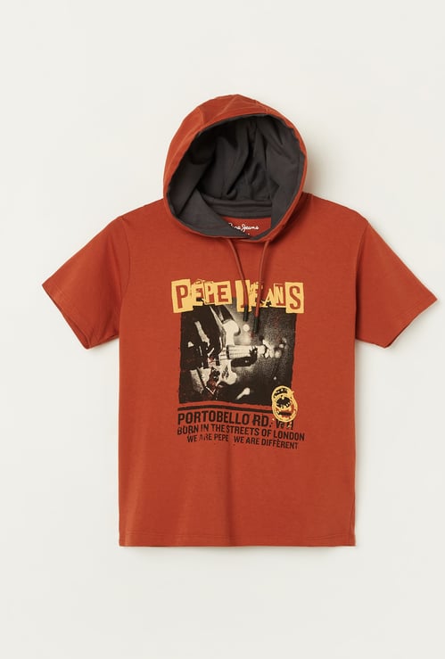 PEPE JEANS Boys Graphic Print Hooded T-shirt