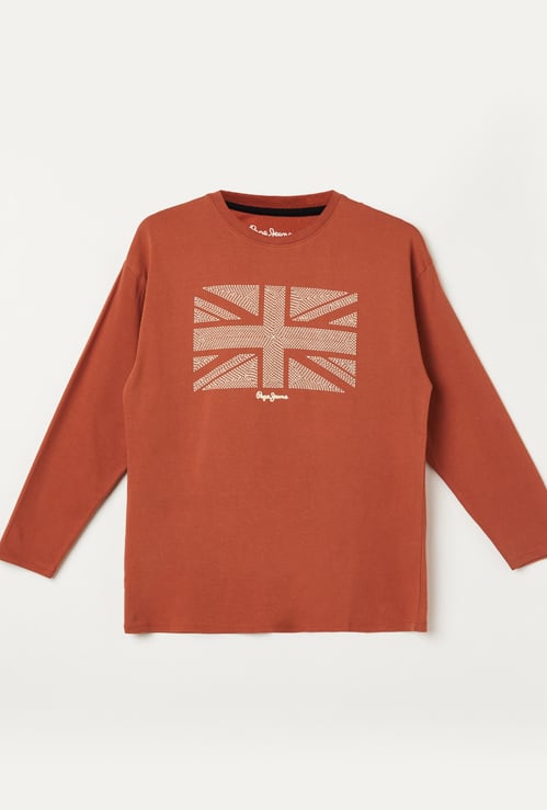 PEPE JEANS Boys Logo Print Full Sleeve T-shirt