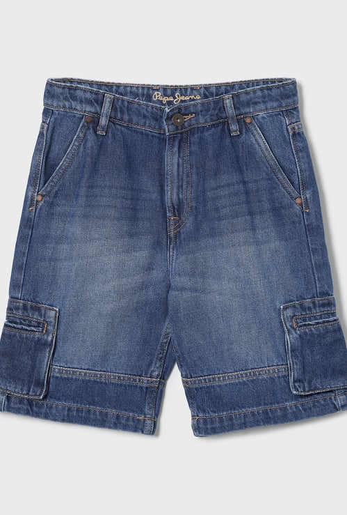 PEPE JEANS Boys Stonewashed Cargo Shorts