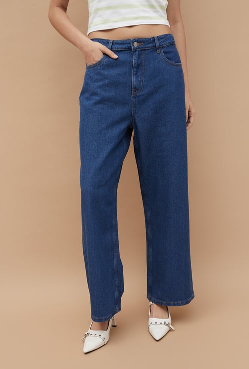 GINGER Mid-Wash Wide Leg Jeans