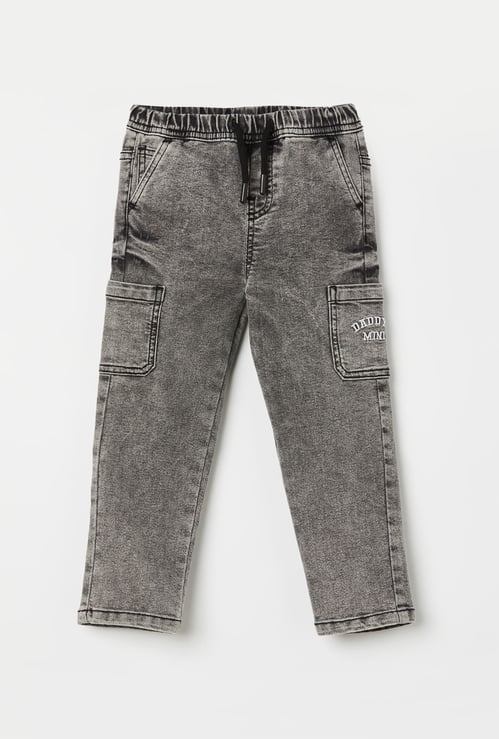 JUNIORS Boys Acidwashed Straight Fit Cargo Jeans