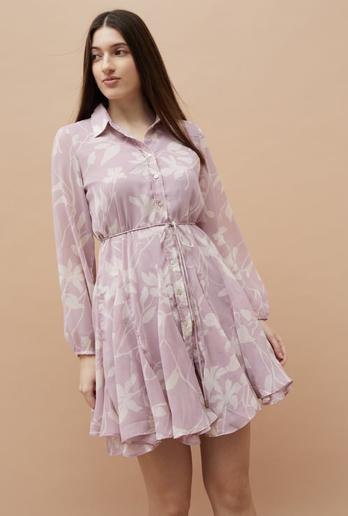 CODE Floral Print Buttoned A-line Dress