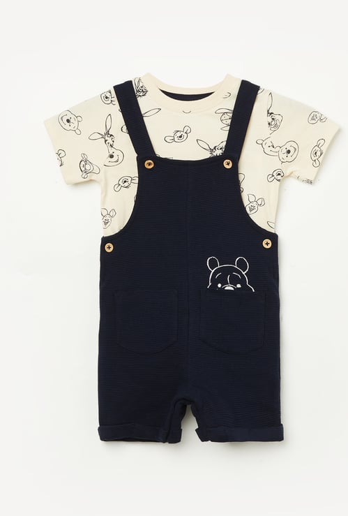 JUNIORS Boys Winnie-the-Pooh Dungarees with T-shirt