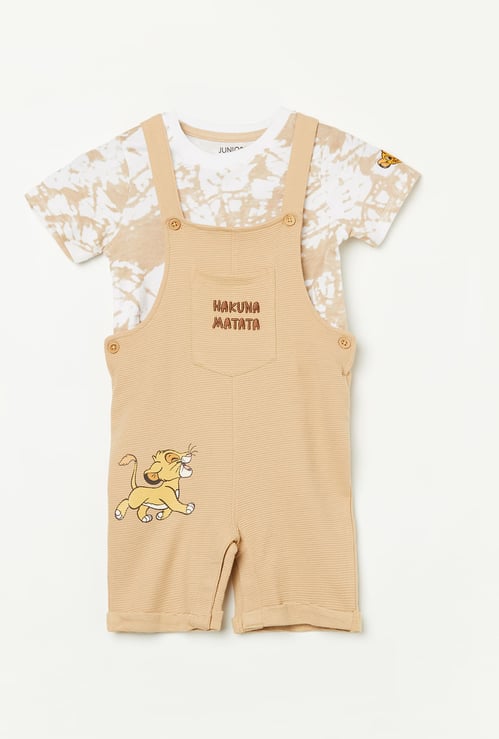 JUNIORS Boys The Lion King Print Dungaree with Tie-Dye T-shirt