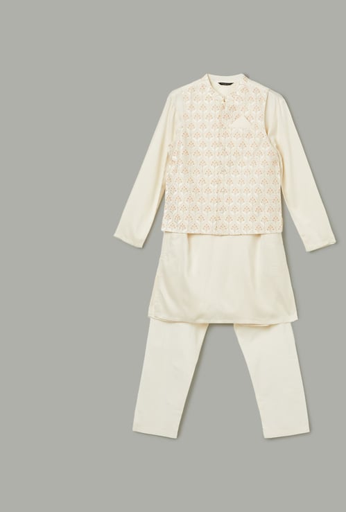 MELANGE Boys Jacquard Kurta Set