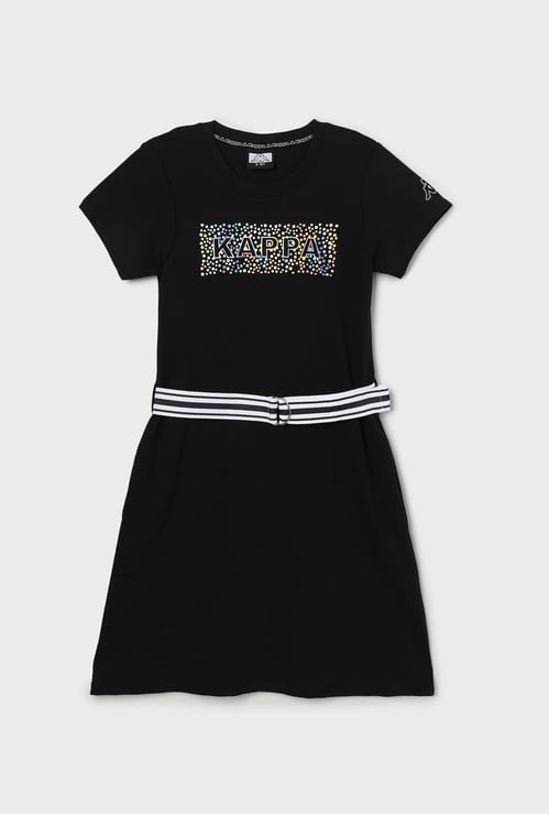 KAPPA Girls Logo Print T-shirt Dress with Belt