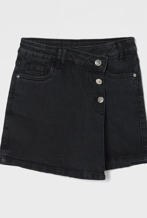 FAME FOREVER Girls Solid Denim Skort