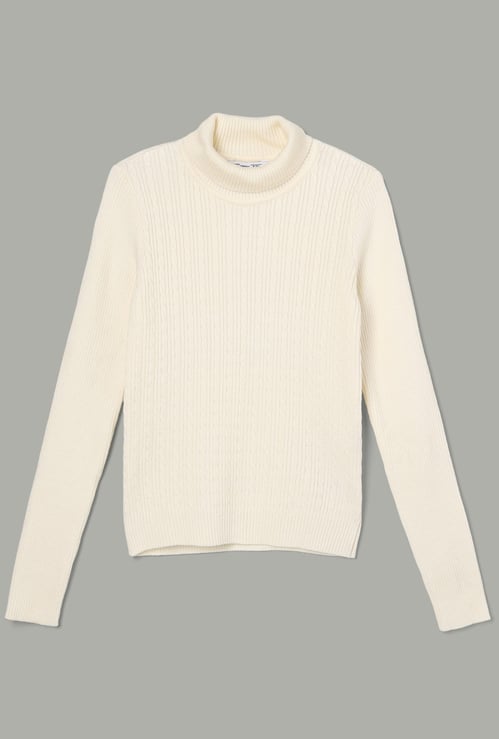 FAME FOREVER Girls Cable Knit Sweater