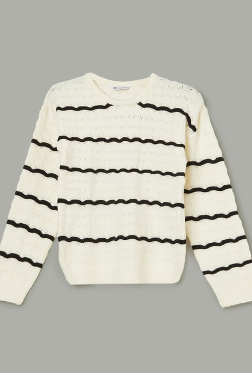 FAME FOREVER Girls Striped Sweater