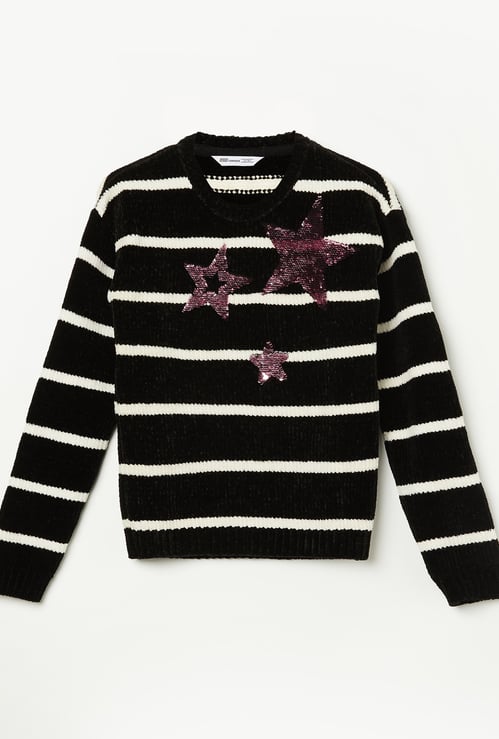 FAME FOREVER Girls Sequin Embellished Sweater