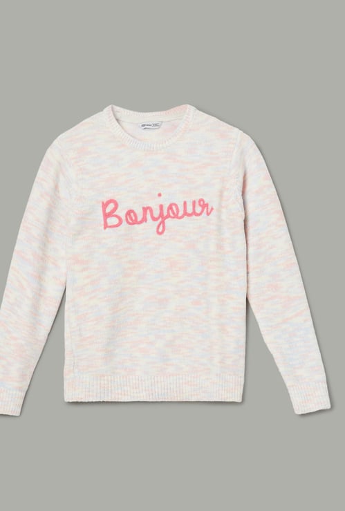 FAME FOREVER Girls Embroidered Sweater