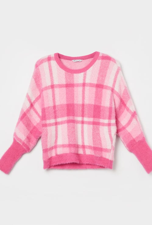 FAME FOREVER Girls Checked Sweater