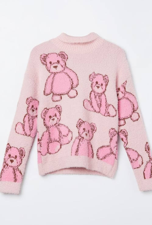 FAME FOREVER Girls Teddy Bear Sweater