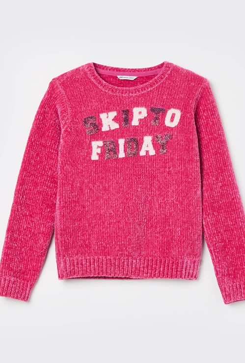 FAME FOREVER Girls Applique Sweater
