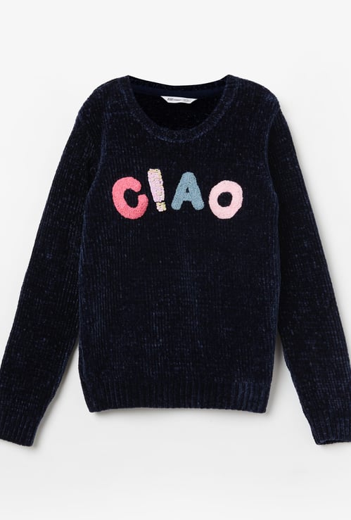 FAME FOREVER Girls Embroidered Sweater