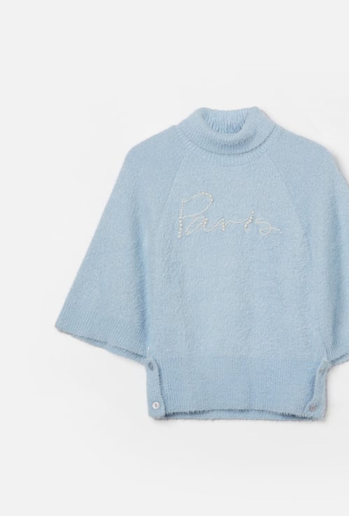 FAME FOREVER Girls Pearl Embellished Metallic Sweater