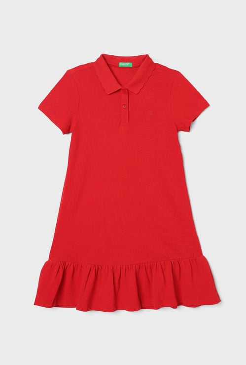 UNITED COLORS OF BENETTON Girls Solid Polo T-shirt Dress
