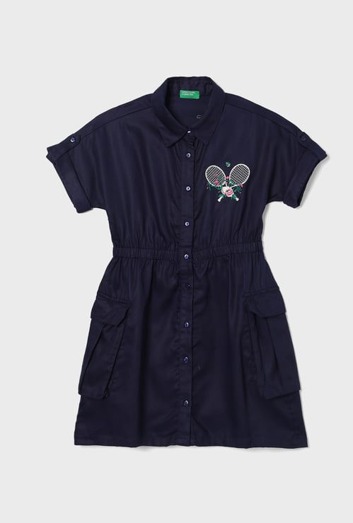 UNITED COLORS OF BENETTON Girls Embroidered Shirt Dress
